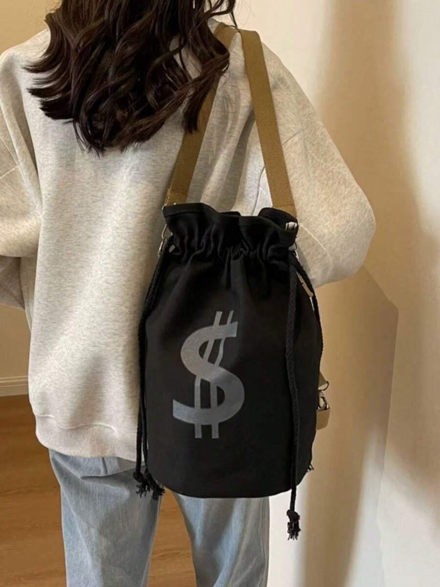 Black Canvas Drawstring Crossb - Canvas Backpack Casual のレビューと価格