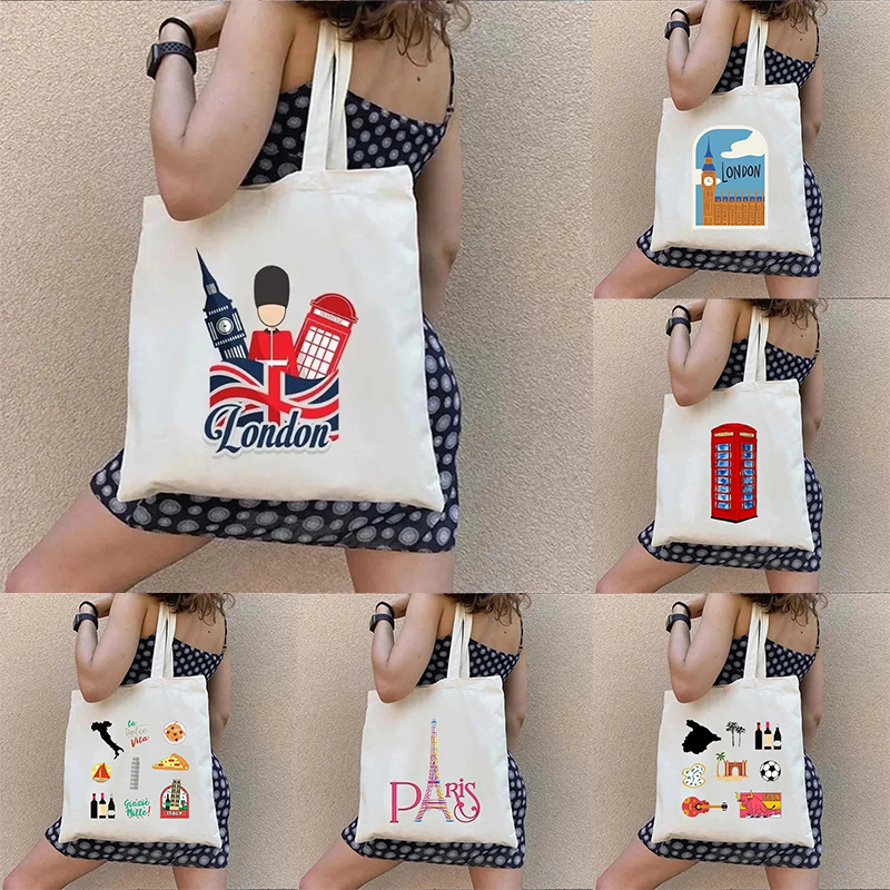 London UK Paris Printing Ladie - Canvas Backpack Casual のレビューと価格
