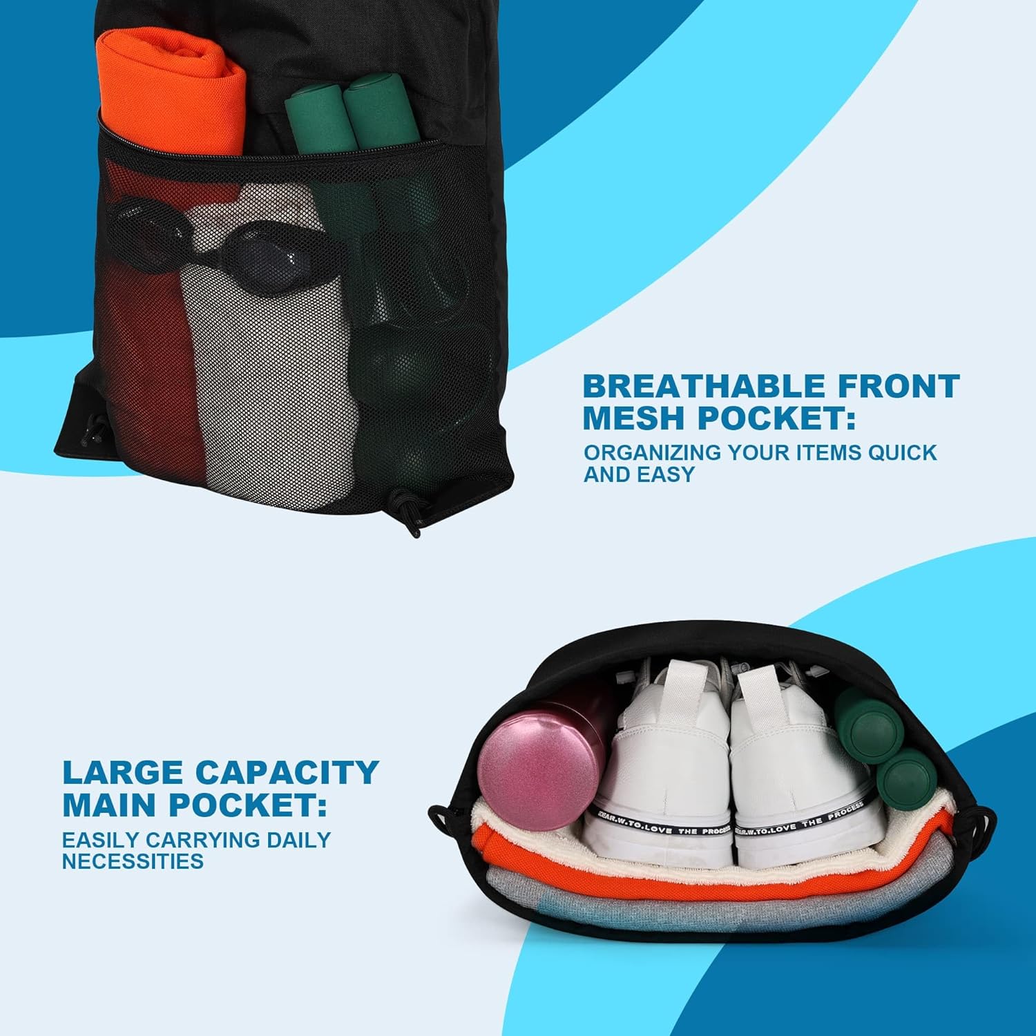 TILYMOL Drawstring Backpack Gy - Drawstring Gym Bag のレビューと価格