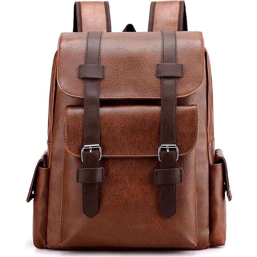 PU Leather Backpack For Men An - Laptop Backpack 15.6 のレビューと価格