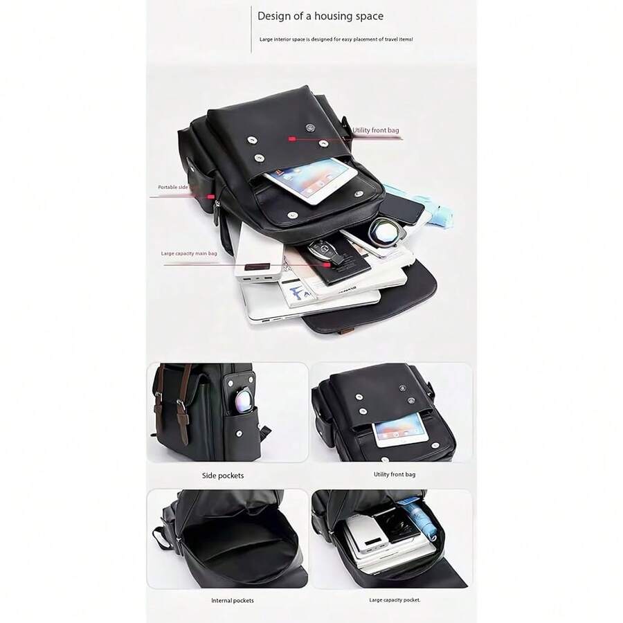 PU Leather Backpack For Men An - Laptop Backpack 15.6 のレビューと価格