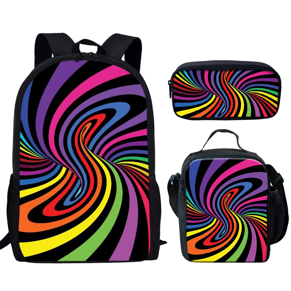 Rainbow Pride Stripes Print 3S - School Backpack Teen のレビューと価格