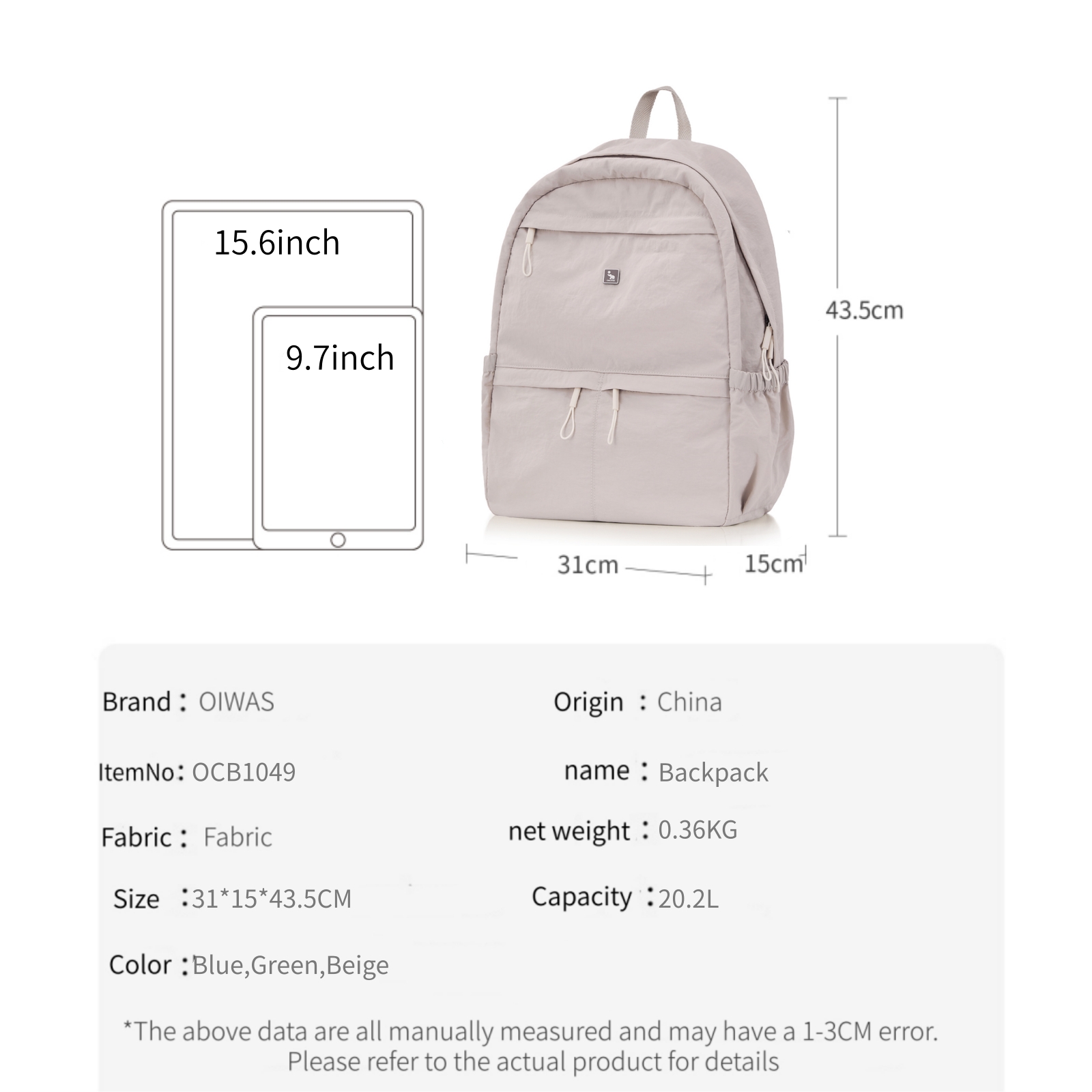 OIWAS Ultra Lightweight and St - Canvas Backpack Casual のレビューと価格