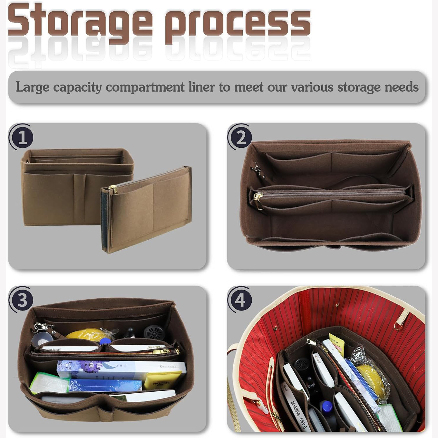 Detachable Felt Purse Insert O - Backpack Insert Organizer のレビューと価格