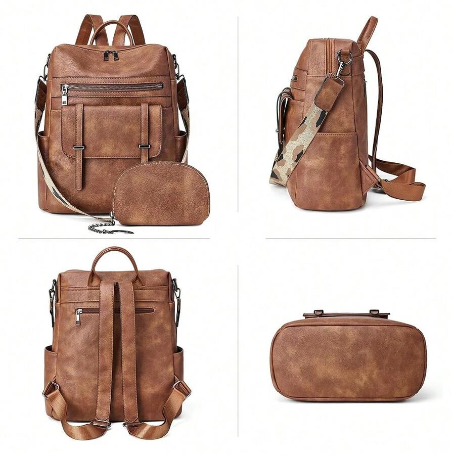 Women Fashion Vintage Brown PU - Laptop Backpack 15.6 のレビューと価格