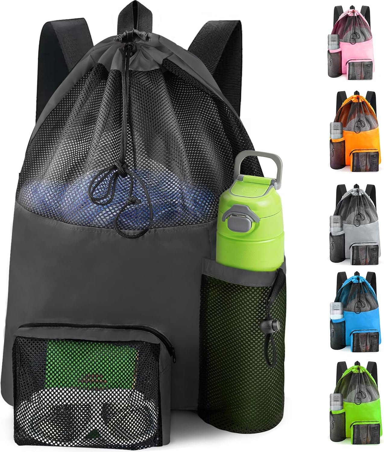 Swim Mesh Beach Bag, Waterproo - Drawstring Gym Bag のレビューと価格