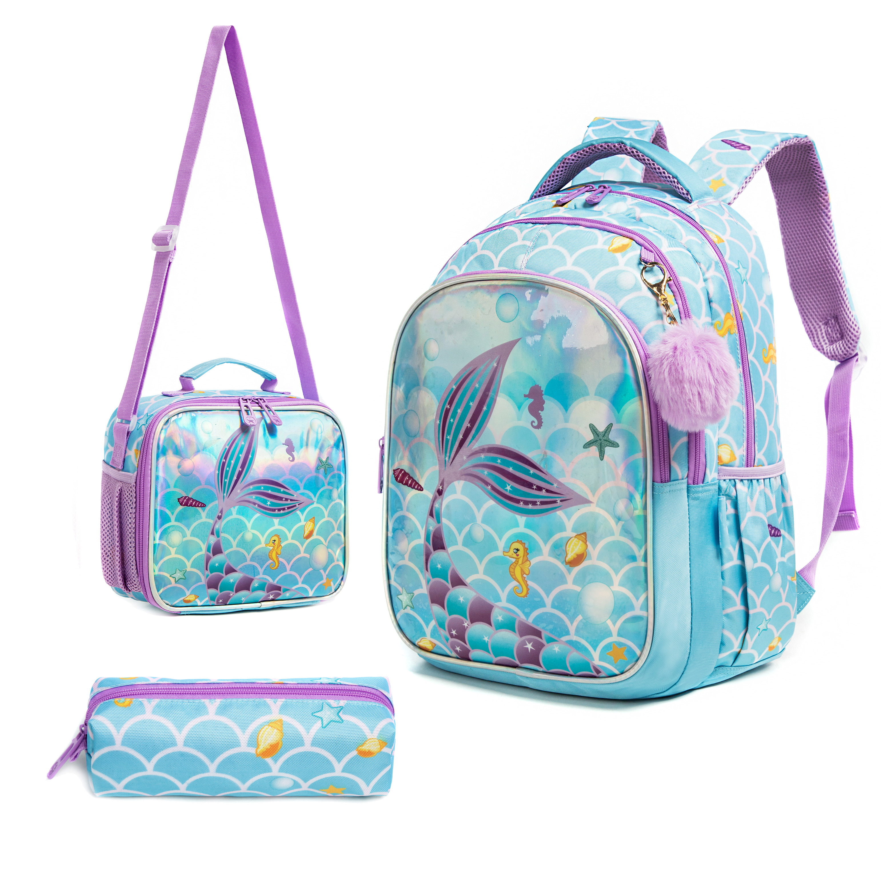 Meetbelify Cute  Blue Mermaid  - School Backpack Teen のレビューと価格