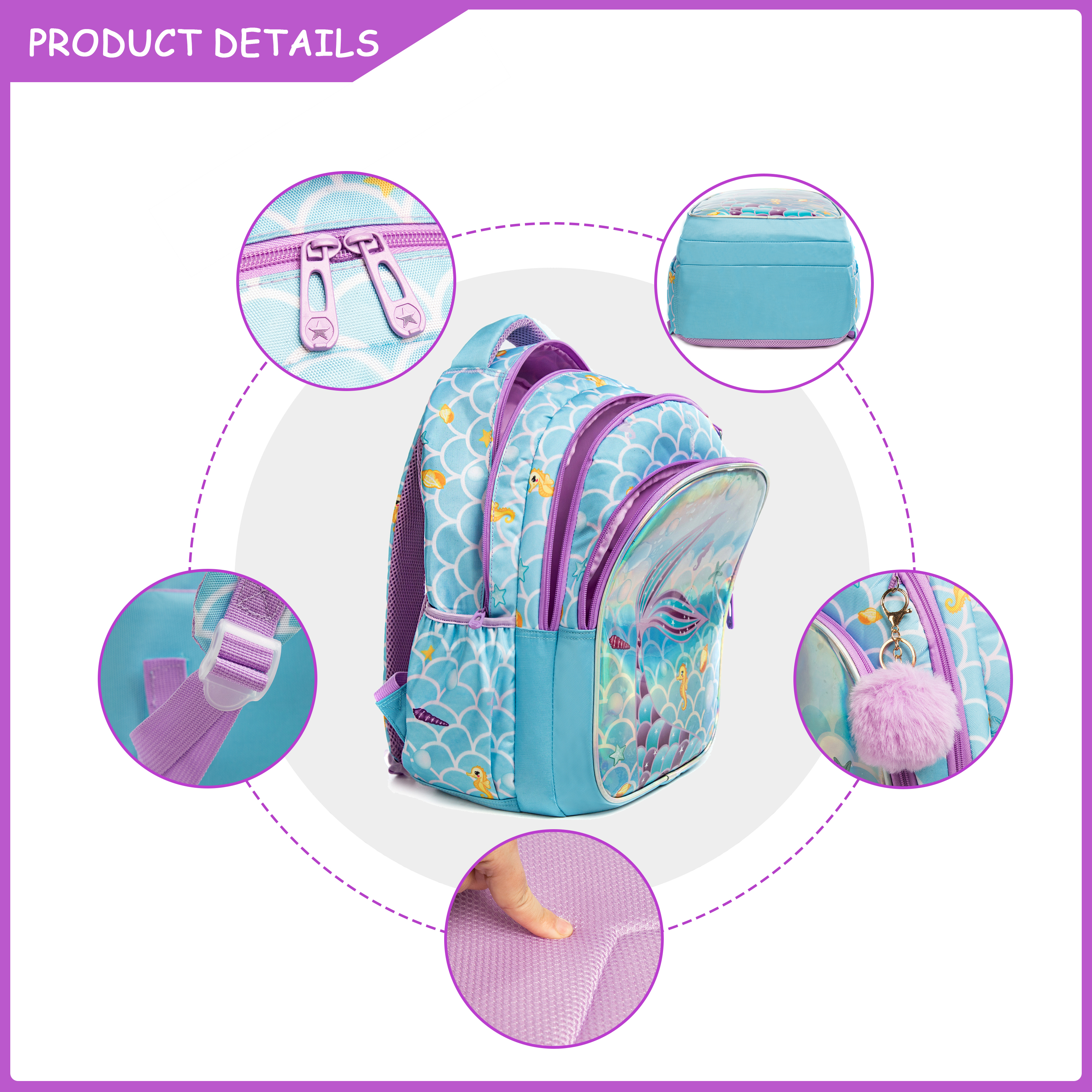 Meetbelify Cute  Blue Mermaid  - School Backpack Teen のレビューと価格