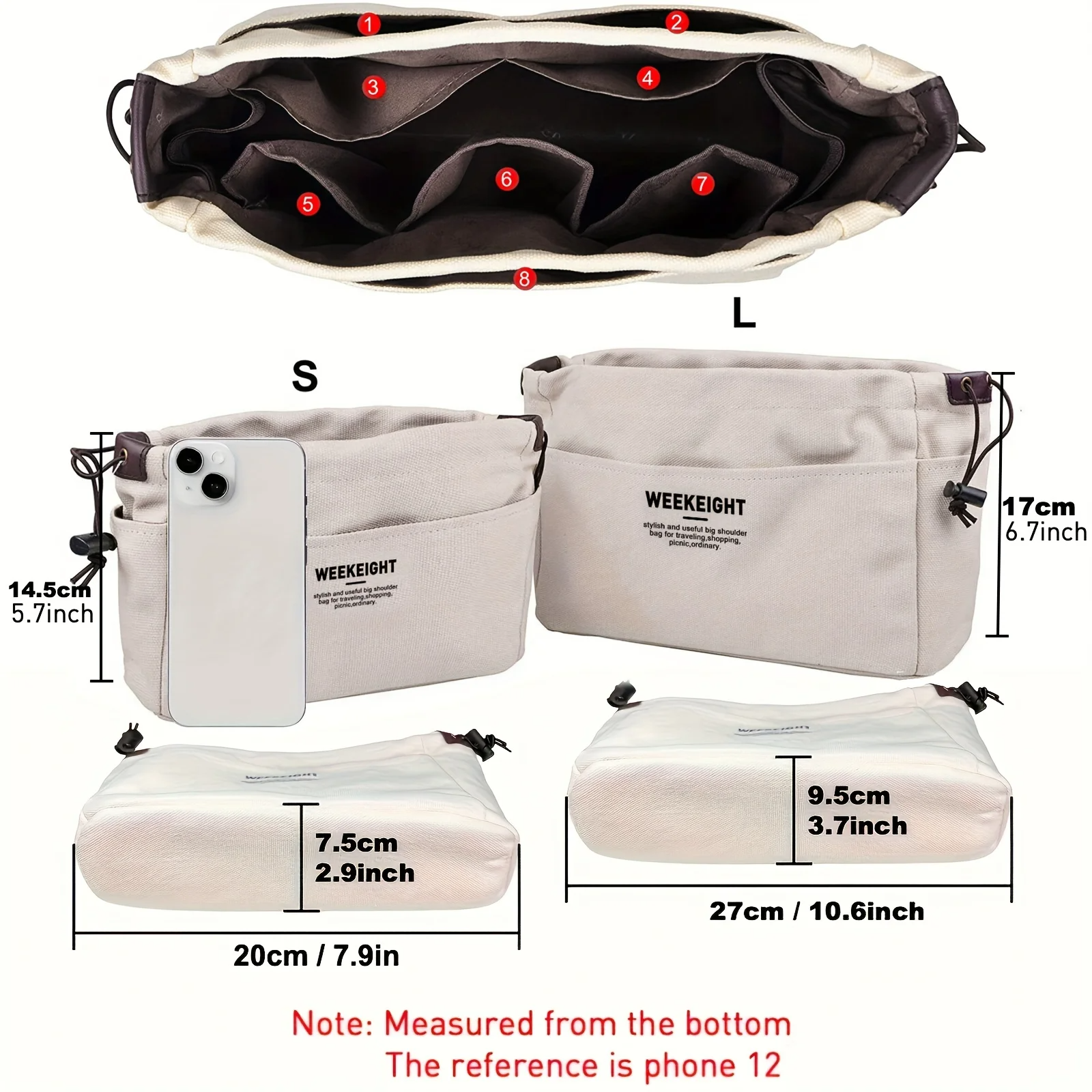 1/2pcs Drawstring Canvas Stora - Backpack Insert Organizer のレビューと価格